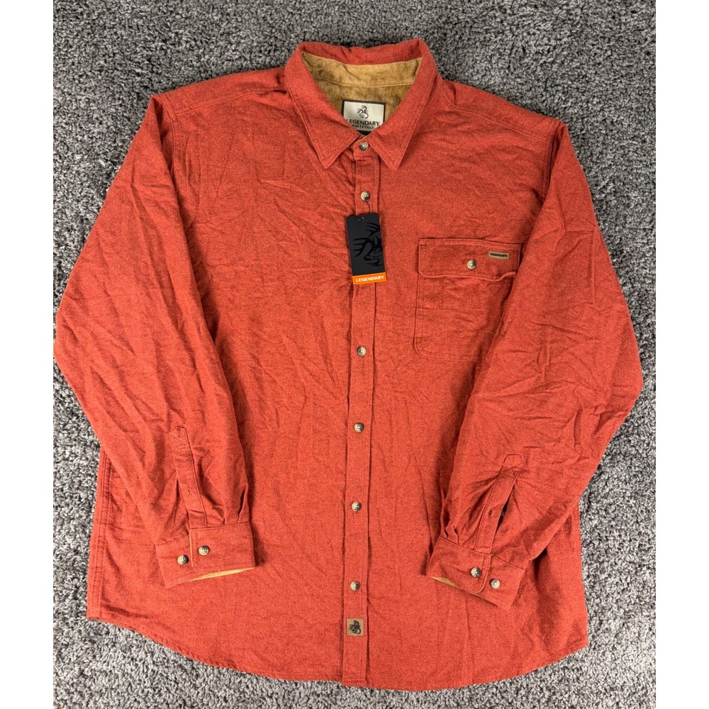 Legendary Whitetails Mens 2XL Buck Camp Flannel Shirt Orange Cotton 6464 NWT